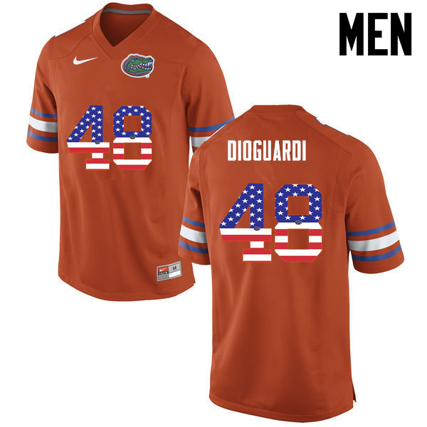 Men Florida Gators #48 Brett DioGuardi College Football USA Flag Fashion Jerseys-Orange - Click Image to Close